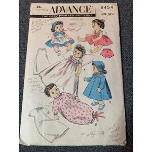 Advance Wardrobe Betsy Wetsy & Suzy Doll 8454 Sewing Pattern Size 10.5" Doll 195